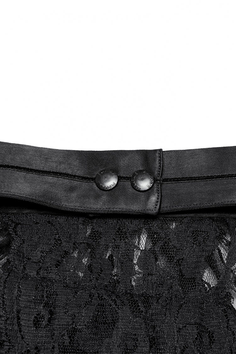 Black Multi-Layered Lace Mesh Men's Gothic Neckwear - Product - 8