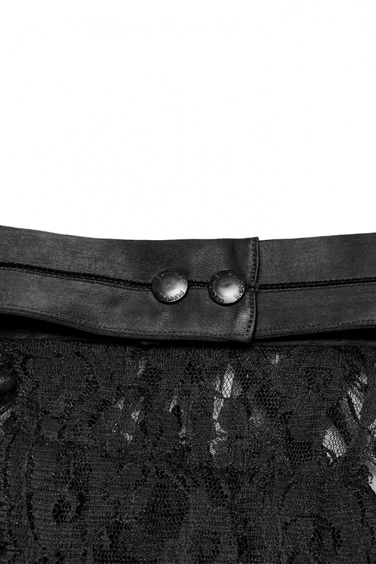 Black Multi-Layered Lace Mesh Men's Gothic Neckwear - Product - 8