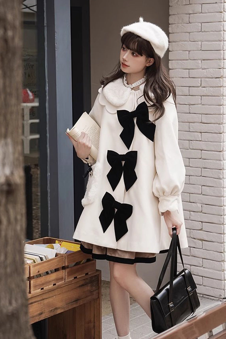 Ivory Petal Collar Long Sleeves Autumn Winter Sweet Princess Lolita Coat - Product - 6
