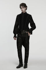 Black Stand Collar Pleated Swallow-tailed Men's Gothic Vest - Product - 4