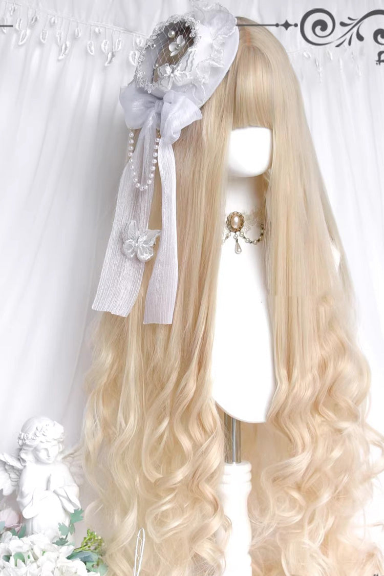 Pearl Beige Hanayome Sweet Gorgeous Long Big Wavy Curly Lolita Wig - Product - 4