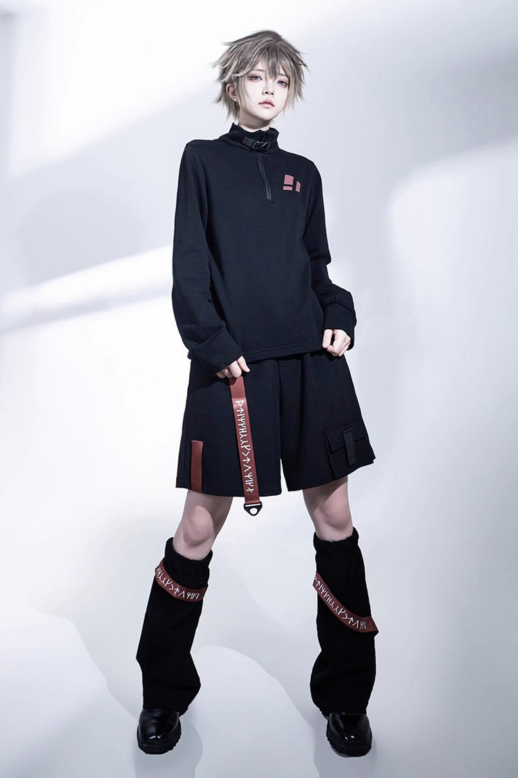 Black Unmarked Blade Gothic Handsome Ouji Lolita Shorts - Product - 10