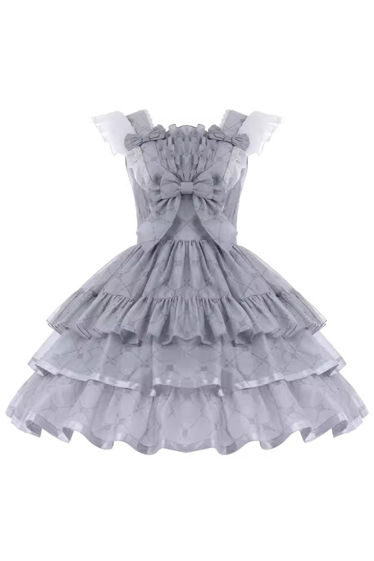 Grey Sleepless Dreams Multi-layer Print Ruffle Bowknot Sweet Elegant Lolita Jsk Dress - Product - 8