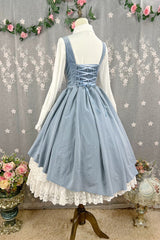 [Dreamlike Realm] Sleeveless Printed Ruffled Embroidered Bustier Elegant Sweet Lolita Jsk Dress 4 Colors - Product - 29