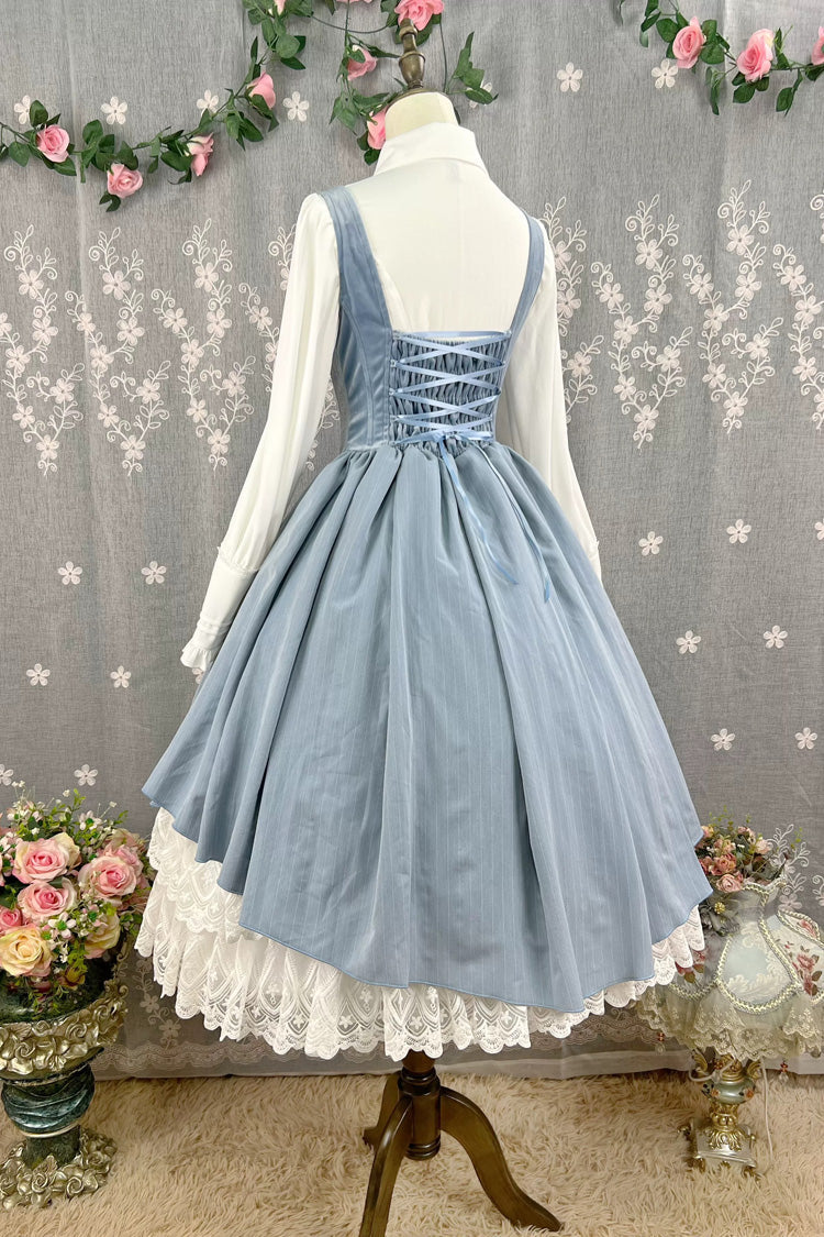 [Dreamlike Realm] Sleeveless Printed Ruffled Embroidered Bustier Elegant Sweet Lolita Jsk Dress 4 Colors - Product - 29