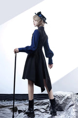Black/Blue Vintage Medieval Little Prince Ouji Lolita Swallowtail Long Vest - Product - 6
