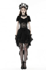 Black Multi-Layered Ruffled Lace Irregular Women's Gothic Swallow Tail Skirt - Product - 8