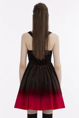 Black/Red Sleeveless Gradient Ruffle Embroidery Women's Gothic Dress - Product - 3