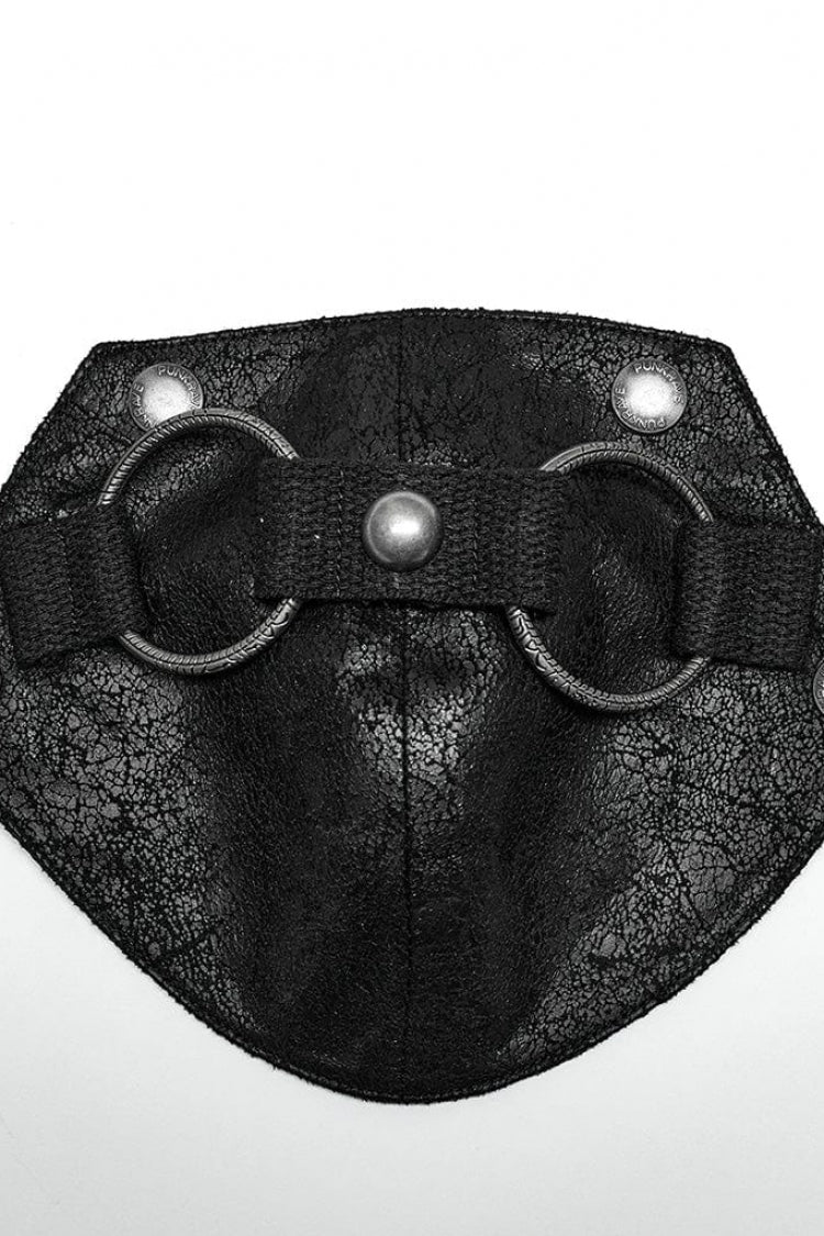 Black Short Sleeves Detachable Shoulder Pad Hollow Mens Steampunk T-Shirt - Product - 8