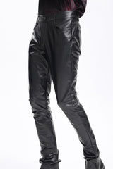 Black Faux Leathet Button Men's Gothic Pants - Product - 4