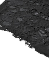 Black Sleeveless Ripped Eyelet Lace-Up Asymmetric Hem Women's Punk Top - Product - 14