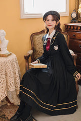 Black Long Sleeves Embroidery Sweet College Style Elegant Lolita Dress - Product - 8