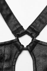 Black Cross Straps Hollow Lace-Up Womens Steampunk Vest - Product - 6