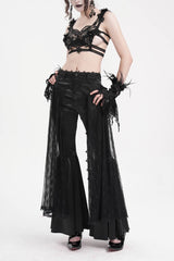 Black Crochet Lace Mesh Women's Gothic Pants - Product - 4