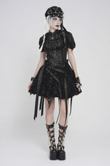 Black Bow Lace-Up Slim Zippered Women's Gothic Swallow-tailed Vest - Product - 8