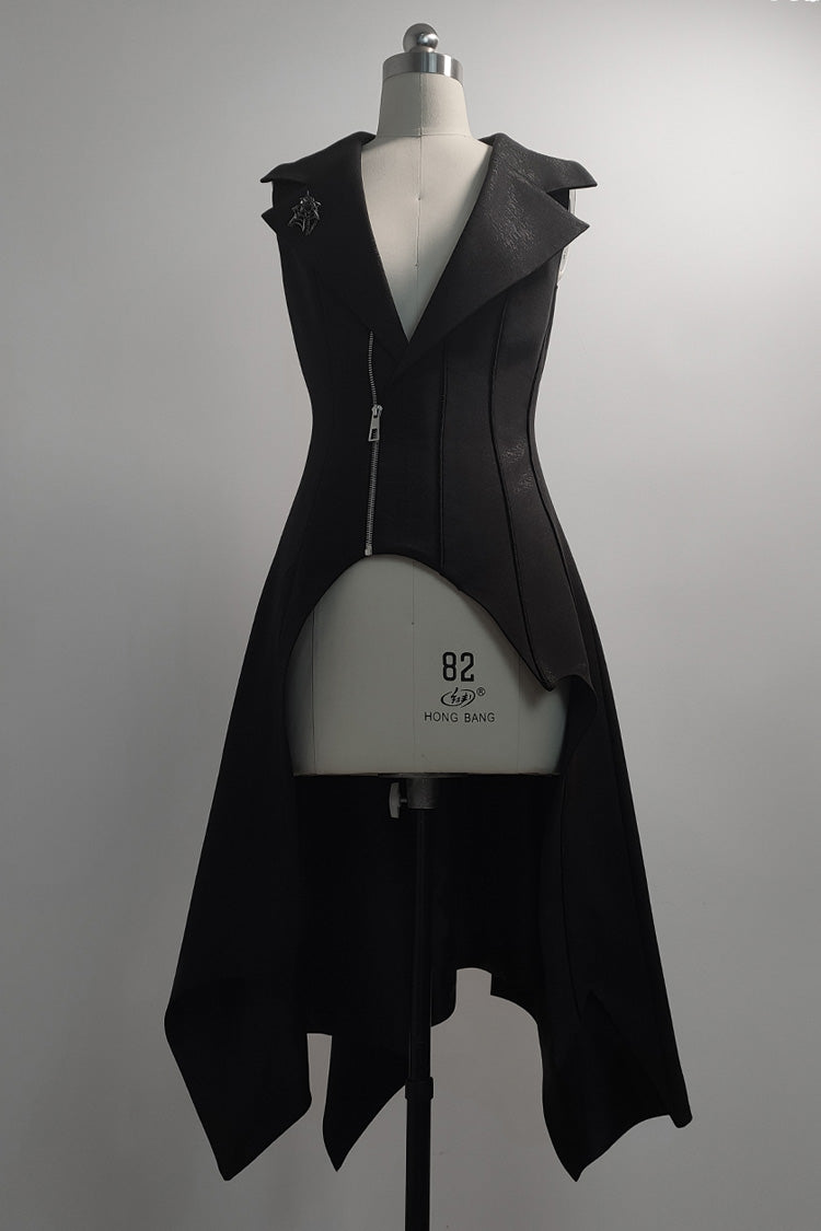 Black Irregular Ouji Fashion Gothic Vintage Handsome Cool Lolita Vest - Product - 2
