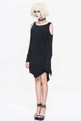 Black Punk Bat Sleeve Off The Shoulder Womens Modal Dress - Product - 2