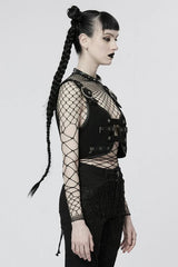 Black Adjustable Metal Snake Buckle Womens Steampunk Vest - Product - 2