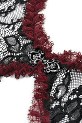 Black/Red Long Puff Flared Sleeves Floral Lace Women's Gothic Cape - Product - 13