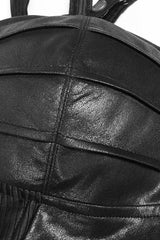 Black Faux Leather Strap Back Print Lace-Up Womens Steampunk Short Corset - Product - 5
