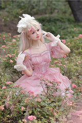 Pink Galaxy Prayer Corset Fishbone Ribbon Sweet Lolita Jsk Dress - Product - 7