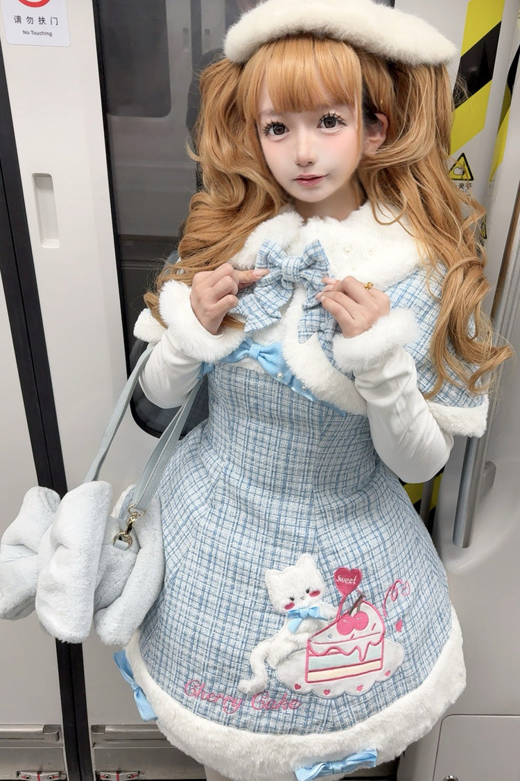 Blue Print Embroidery Bowknot Sweet Princess Lolita Jsk Dress - Product - 2