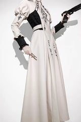 White Long Sleeves Moon Talisman Print Gothic Lolita Long Dress - Product - 7