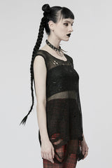 Sleeveless Mesh Ripped Women's Steampunk Sweater 2 Colors - Product - 2