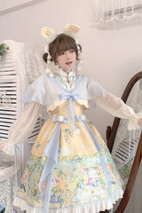 Multi-Color Fairy Rabbit Print Ruffle Bowknot Sweet Chinese Style Princess Lolita Dress - Product - 2