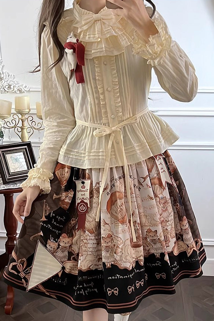 [Fox Band] Long Sleeves Ruffle Lace Sweet Lolita Blouse 3 Colors - Product - 4