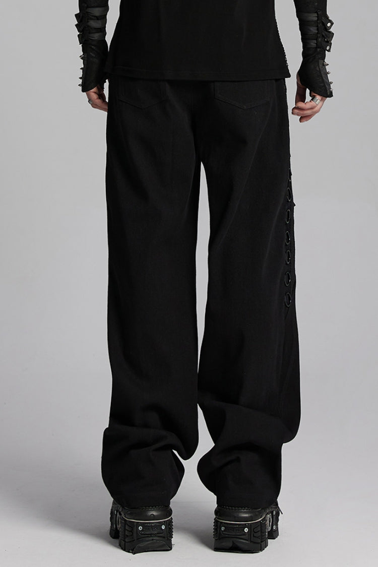 Black Rings Stitching Mesh Men's Punk Pants - Product - 3