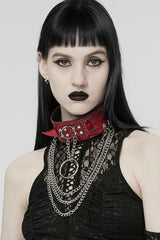 Snakeskin Faux Leather Metal Rivets Women's Steampunk Choker 2 Colors - Product - 12