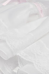 White Women's Gothic Lolita Bowknot Multi-Layered Lace Trim Mini Skirt - Product - 14
