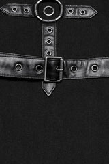 Black Buckle Eyelets Ring Men's Punk Pants - Product - 6