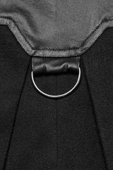 Black High Collar Faux Leather Stitching Mesh Rivet Buckle Women's Punk Cloak - Product - 7