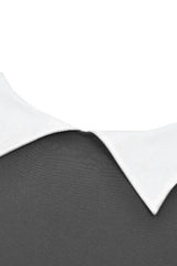 Grey Bowknot Peter Pan Collar Long Sleeves Bat Women's College Style Sweatshirt - Product - 23