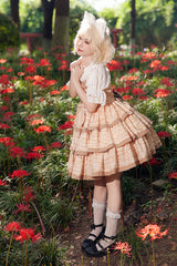 Apricot [Cloth Cat] Triple-Layered Print Ruffle Bowknot Sweet Lolita Dress - Product - 7