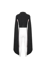 Black Stand Collar Floral Embroidered Women's Gothic Shirt Cloak - Product - 11