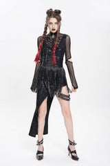 Black Lace Tassels Lace-Up Slim Buckled Women's Gothic Corset - Product - 4