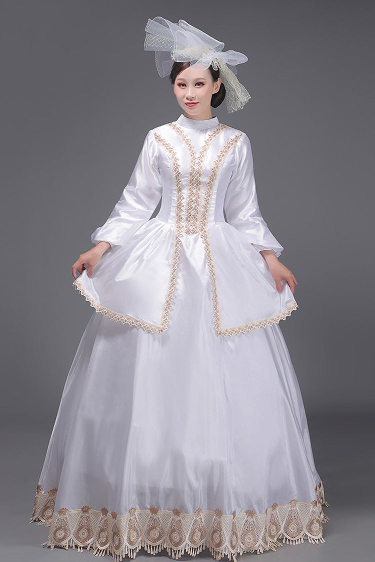 White European Court Long Sleeves Embroidery Sweet Vintage Victorian Dress - Product - 4