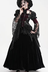 Wine Red Long Sleeves Hollow Lace Tassels Women's Gothic Jacket - Product - 5