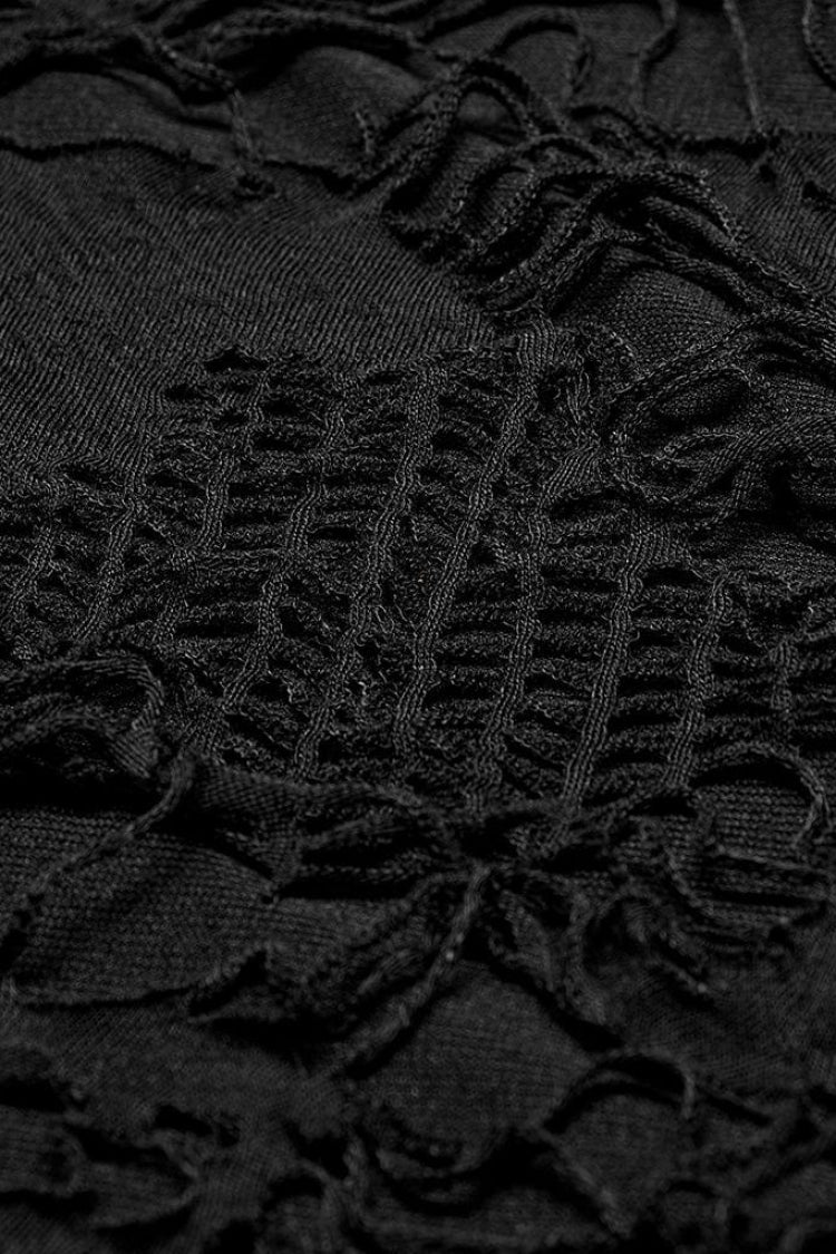Black High Collar Stitching Ripped Men's Steampunk Blouse - Product - 5