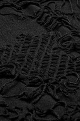Black High Collar Stitching Ripped Men's Steampunk Blouse - Product - 5