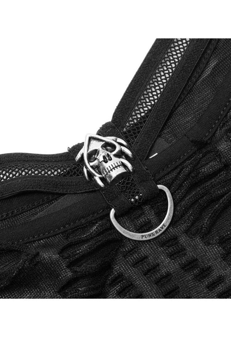 Black Gothic Daily Stretch Knit Metal Skull Decoration Sexy Women's Camisoles - Product - 7