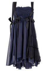 Blue Strap Big Bow Streamer Super Cool Stitching Lace Suspender Women's Gothic Dress - Product - 6
