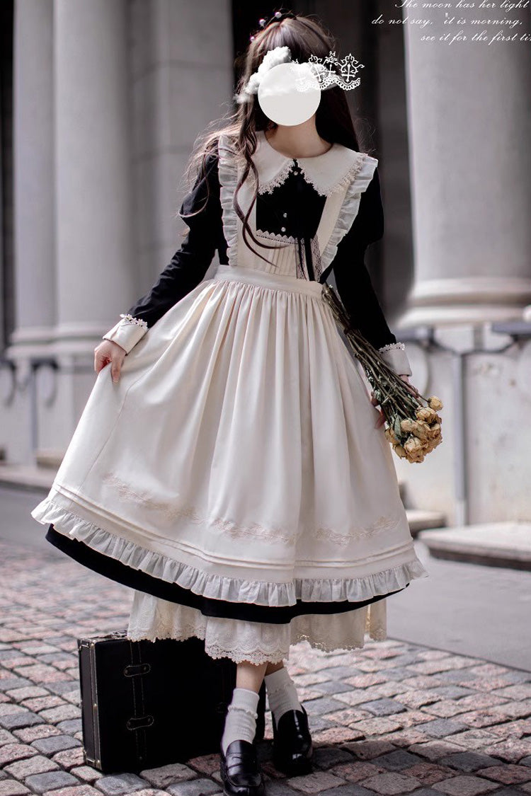 Black [Angelina] Doll Collar Long Sleeves Ruffle Bowknot Classic Vintage Elegant Lolita Dress - Product - 3
