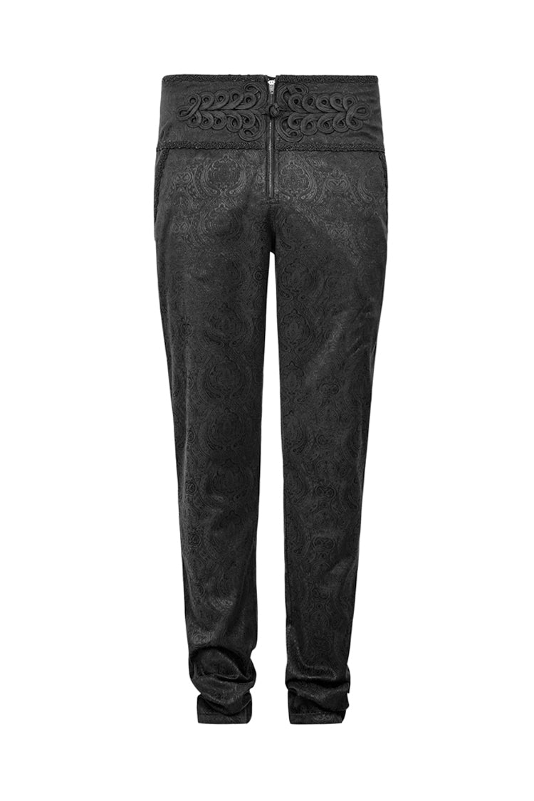 Black Daily Peacock Button Men's Gothic Pants - Product - 6
