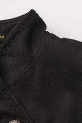 Black [Eternal Gloom Portrait] Back Cross Stand Collar Asymmetric Vintage Elegant Prince Gorgeous Handsome Lolita Coat - Product - 4