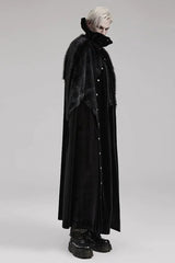 Black Stand Collar Ruffle Irregular Plush Stitching Mens Gothic Gorgeous Cloak - Product - 3
