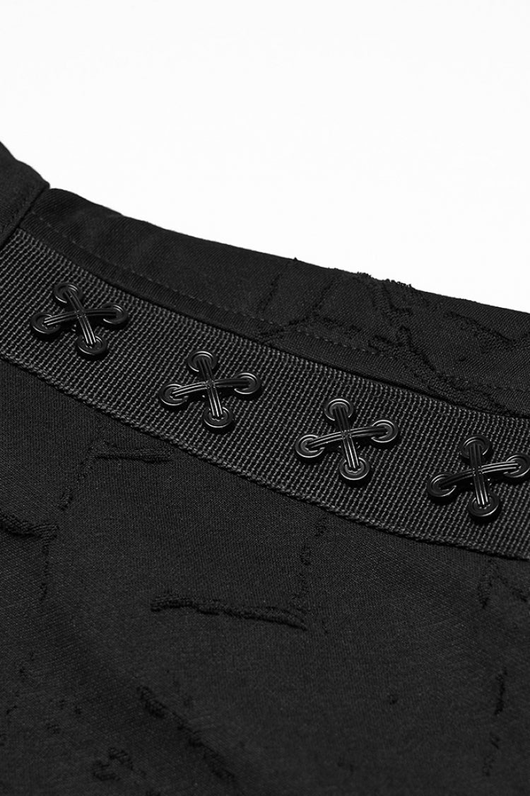 Black Lapel Collar Long Sleeves Ripped Men's Punk Blouse - Product - 5